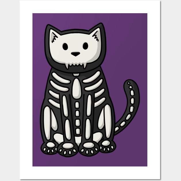 Halloween Skeleton Cat Wall Art by Doodlecats 